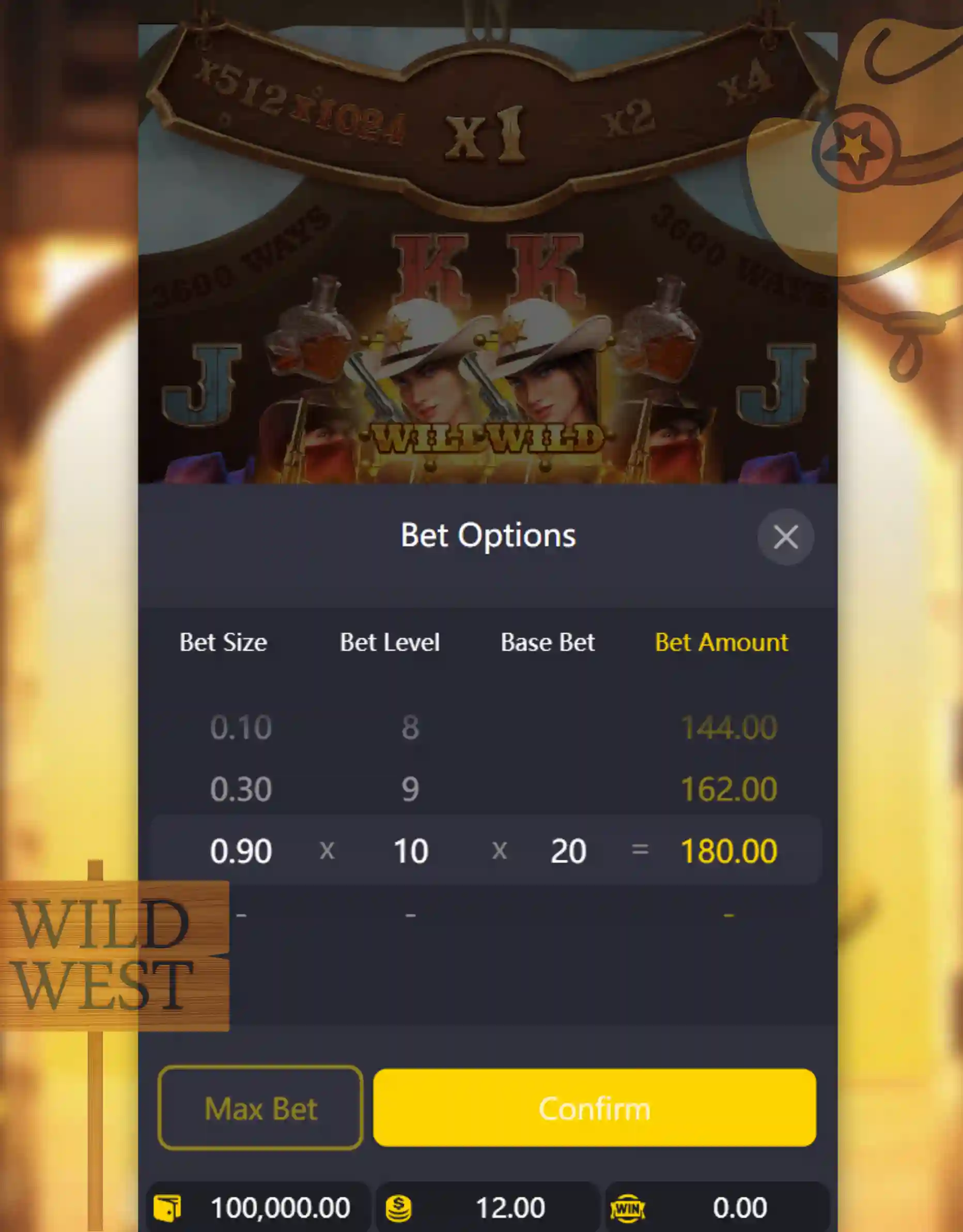 Wild Bounty Showdown slot bet levels