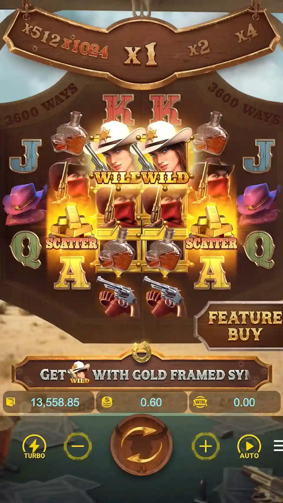 Rules screen explaining gold framed symbols feature